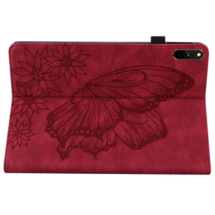 For Huawei MatePad 11 2021 Big Butterfly Embossed Leather Tablet Case(Red)