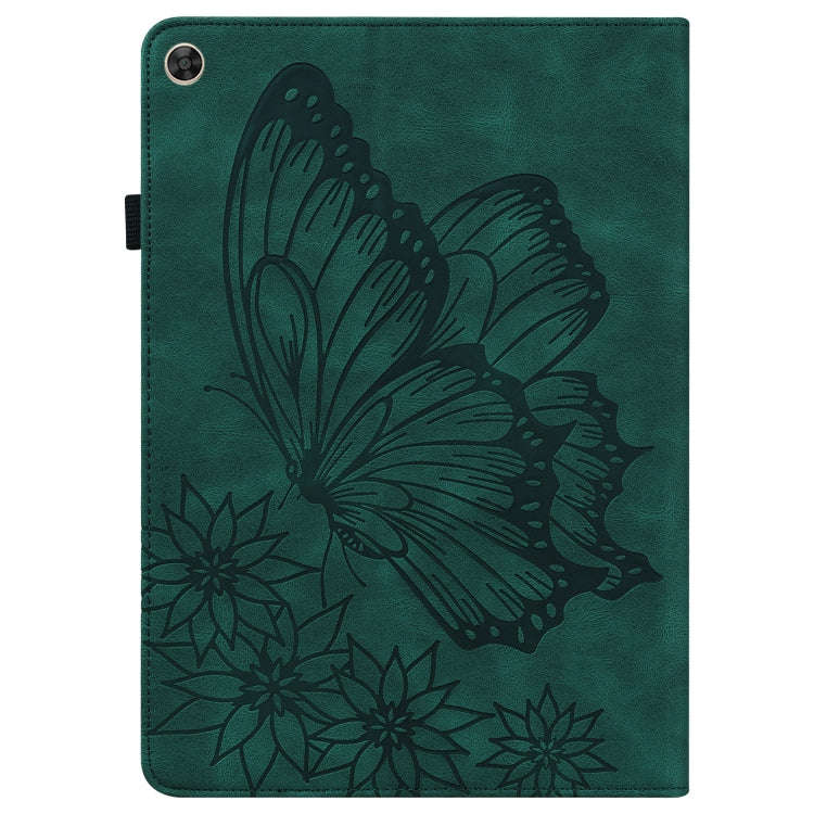 For Huawei MatePad T 10s Big Butterfly Embossed Leather Tablet Case(Green)