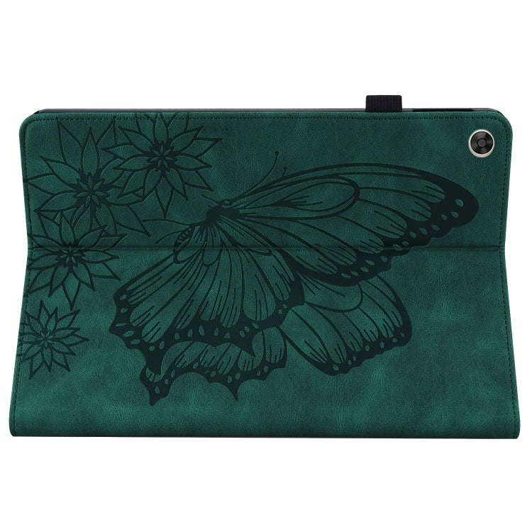For Huawei MatePad T 10s Big Butterfly Embossed Leather Tablet Case(Green)