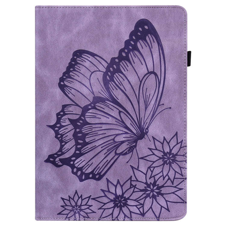 For Huawei MatePad T 10s Big Butterfly Embossed Leather Tablet Case(Purple)