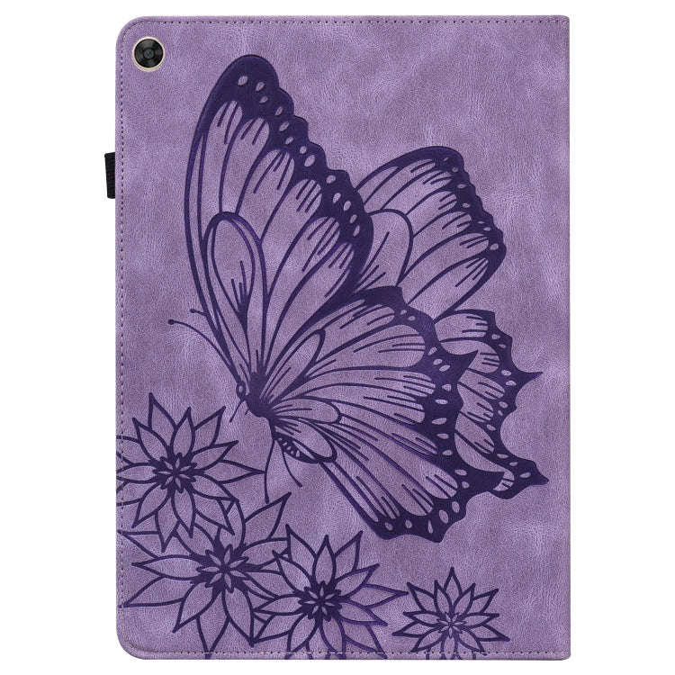 For Huawei MatePad T 10s Big Butterfly Embossed Leather Tablet Case(Purple)