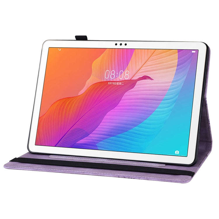 For Huawei MatePad T 10s Big Butterfly Embossed Leather Tablet Case(Purple)