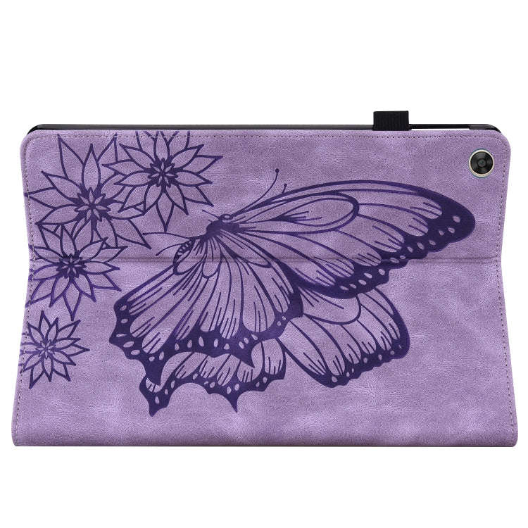 For Huawei MatePad T 10s Big Butterfly Embossed Leather Tablet Case(Purple)