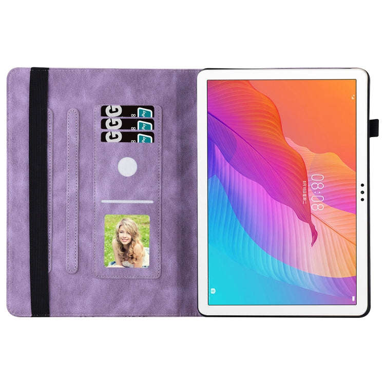For Huawei MatePad T 10s Big Butterfly Embossed Leather Tablet Case(Purple)