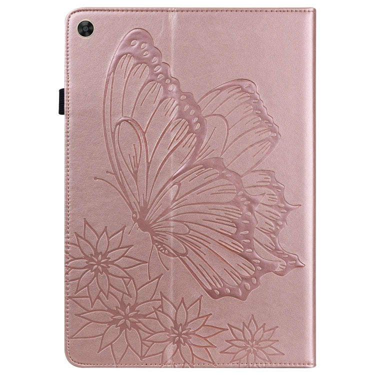 For Huawei MatePad T 10s Big Butterfly Embossed Leather Tablet Case(Rose Gold)