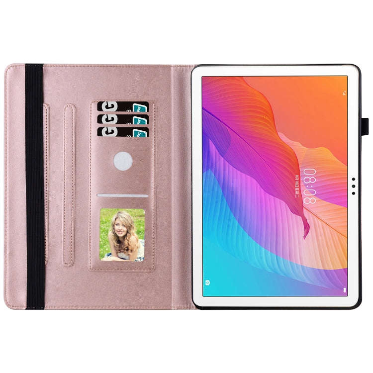 For Huawei MatePad T 10s Big Butterfly Embossed Leather Tablet Case(Rose Gold)