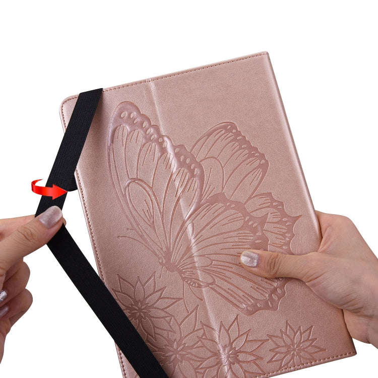 For Huawei MatePad T 10s Big Butterfly Embossed Leather Tablet Case(Rose Gold)