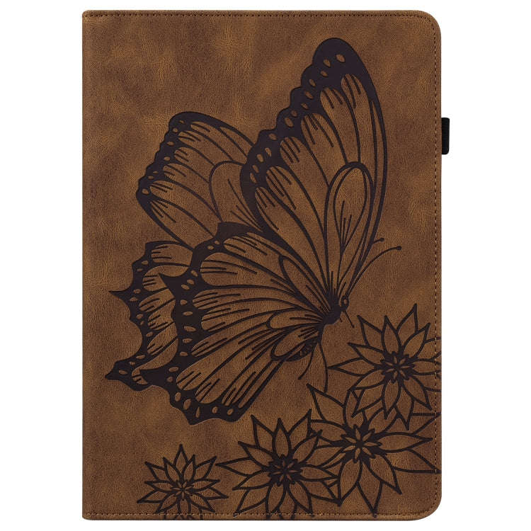 For Huawei MatePad T 10s Big Butterfly Embossed Leather Tablet Case(Brown)