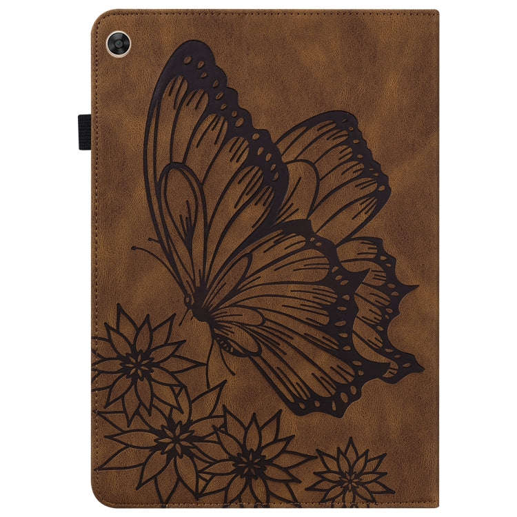 For Huawei MatePad T 10s Big Butterfly Embossed Leather Tablet Case(Brown)