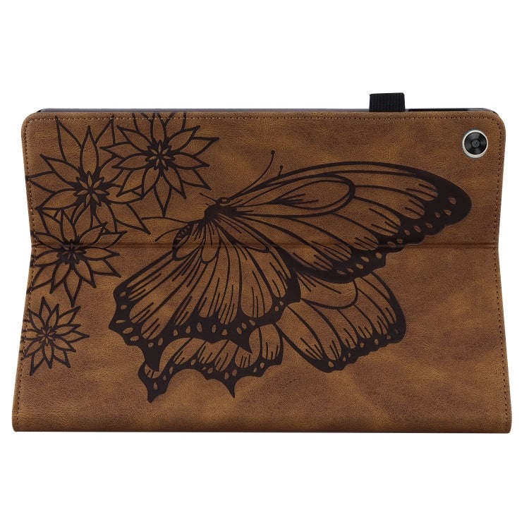 For Huawei MatePad T 10s Big Butterfly Embossed Leather Tablet Case(Brown)