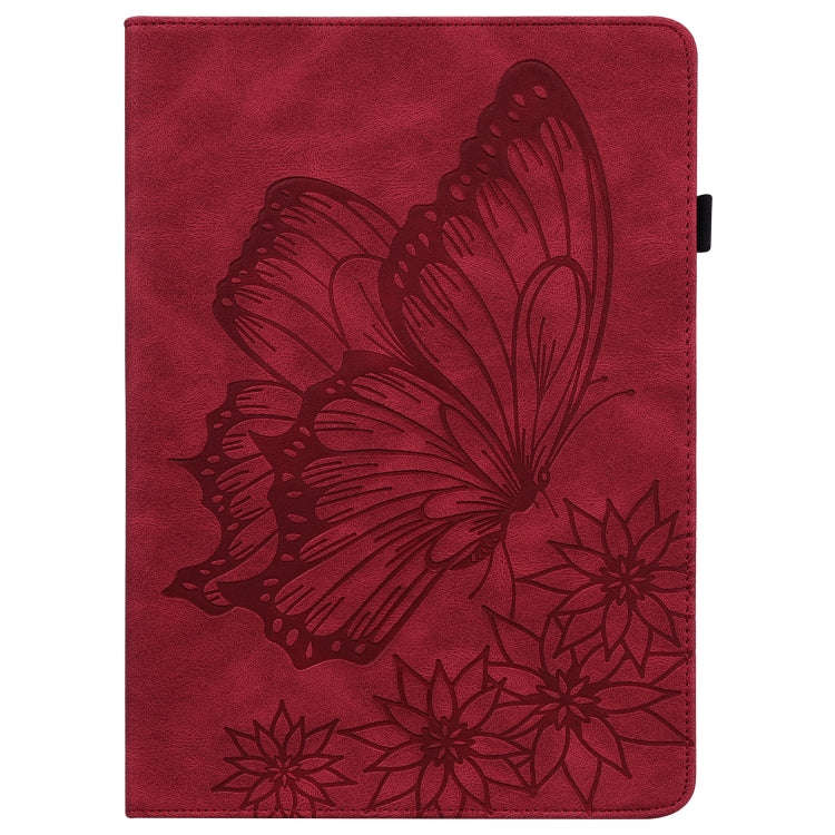 For Huawei MatePad T 10s Big Butterfly Embossed Leather Tablet Case(Red)