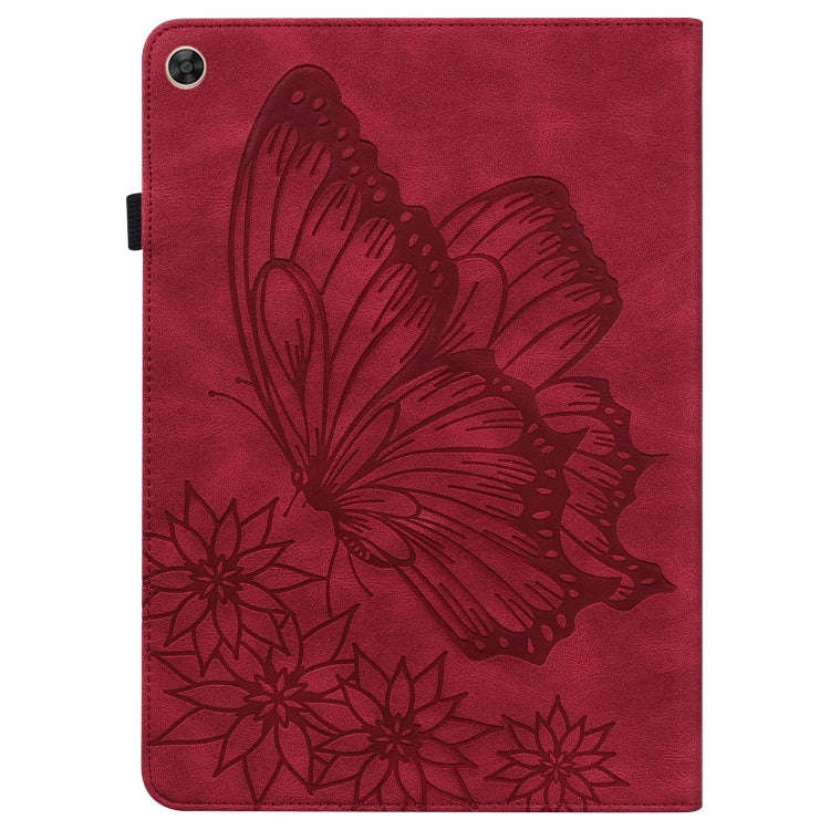 For Huawei MatePad T 10s Big Butterfly Embossed Leather Tablet Case(Red)