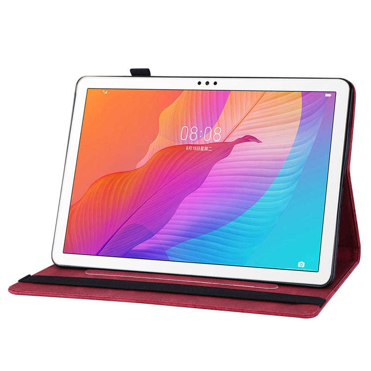 For Huawei MatePad T 10s Big Butterfly Embossed Leather Tablet Case(Red)