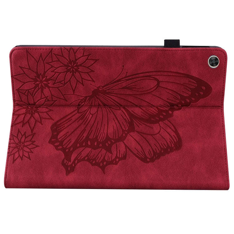 For Huawei MatePad T 10s Big Butterfly Embossed Leather Tablet Case(Red)