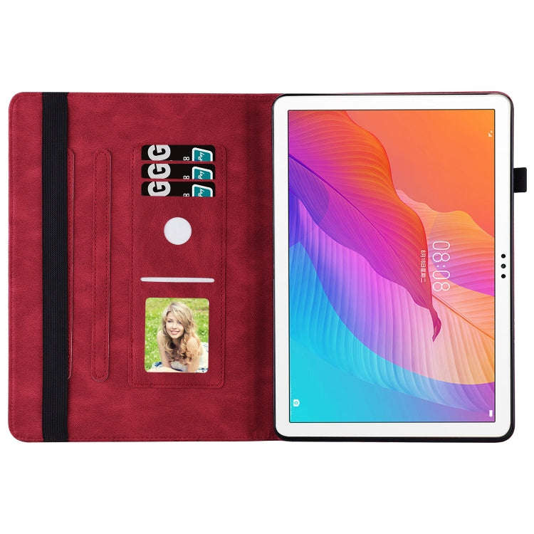 For Huawei MatePad T 10s Big Butterfly Embossed Leather Tablet Case(Red)