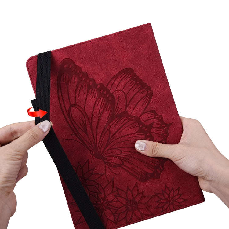For Huawei MatePad T 10s Big Butterfly Embossed Leather Tablet Case(Red)