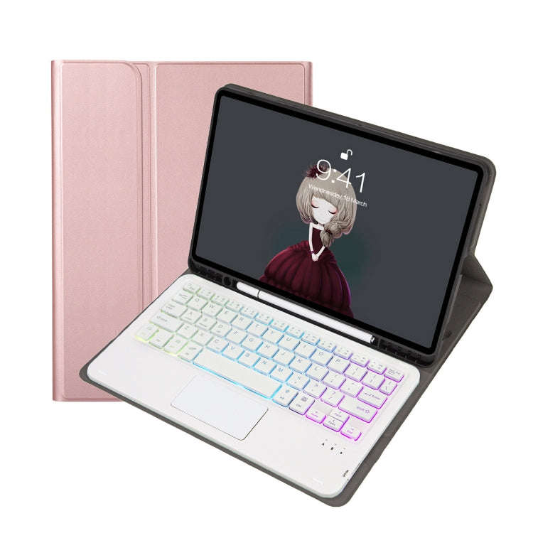 For Samsung Galaxy Tab S6 Lite A610B-AS Lambskin Texture Backlight Bluetooth Keyboard Leather Tab...