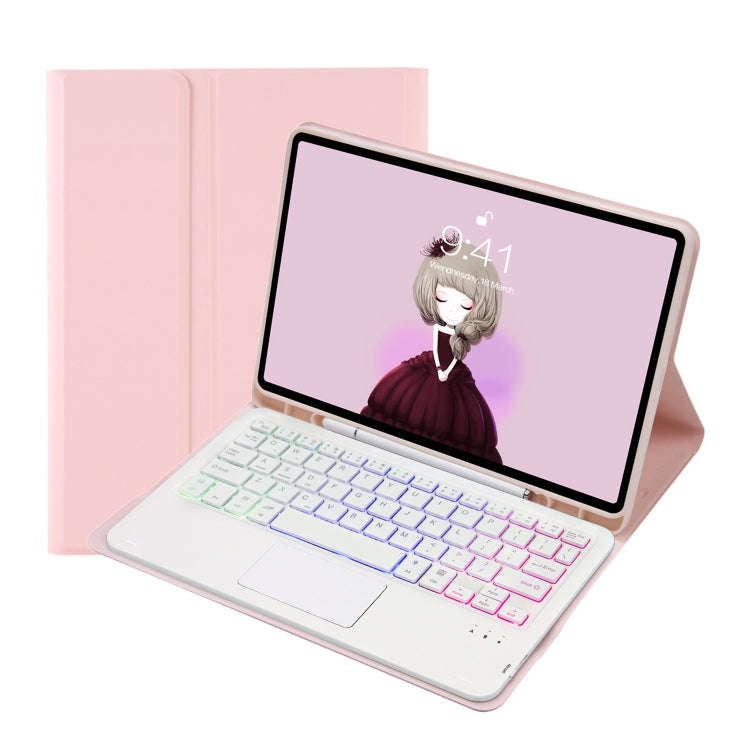 For Samsung Galaxy Tab S6 Lite A610B-AS Candy Color Backlight Bluetooth Keyboard Leather Tablet C...