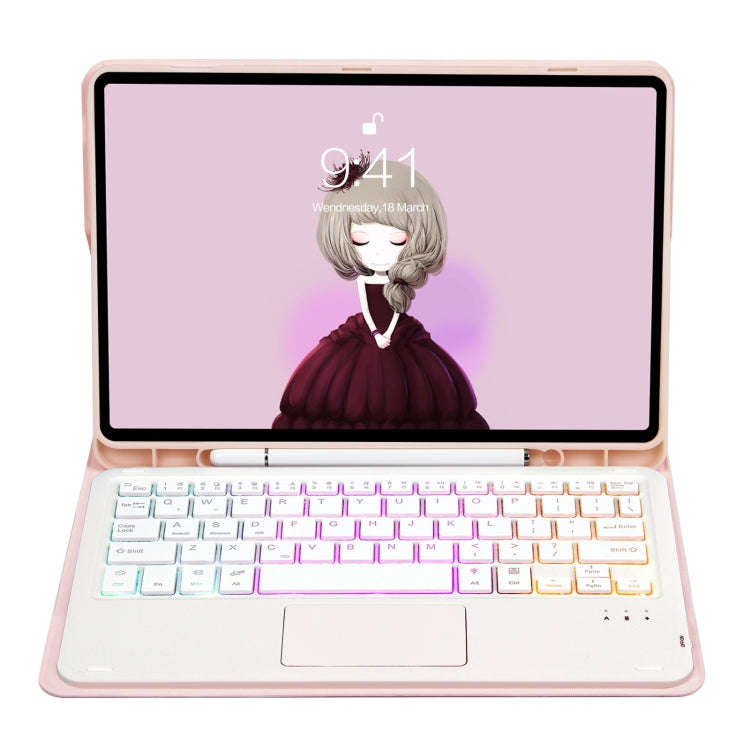 For Samsung Galaxy Tab S6 Lite A610B-AS Candy Color Backlight Bluetooth Keyboard Leather Tablet C...