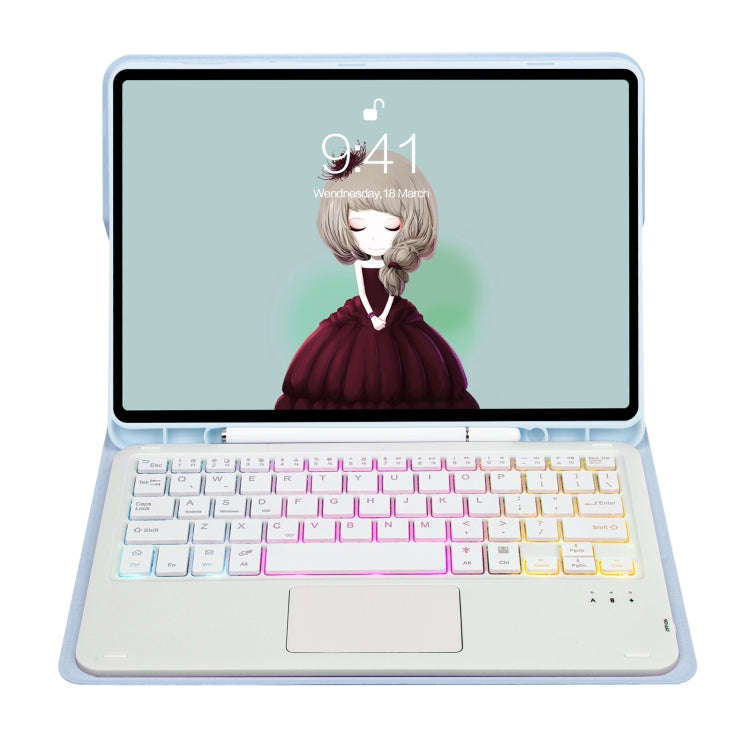 For Samsung Galaxy Tab S6 Lite A610B-AS Candy Color Backlight Bluetooth Keyboard Leather Tablet C...