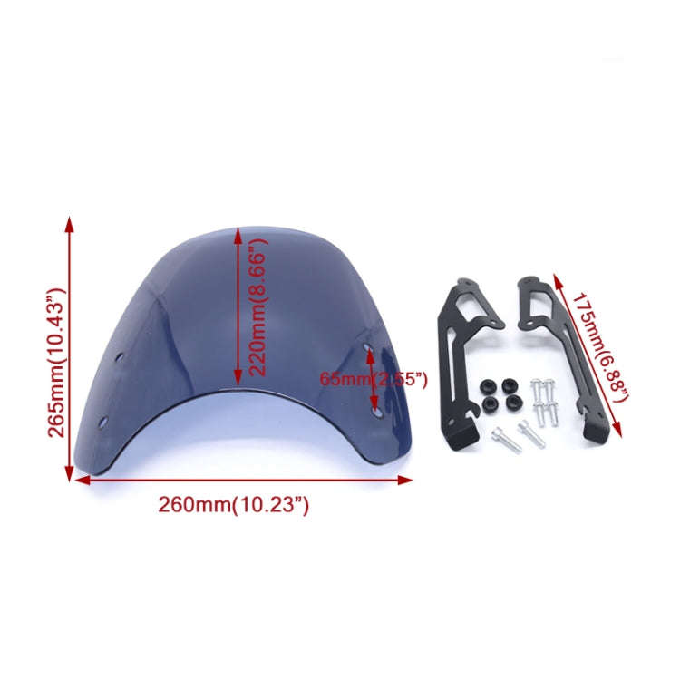 XRL-DF-7654 Motorcycle Headlight Retro Windshield for DUCATI(Black)