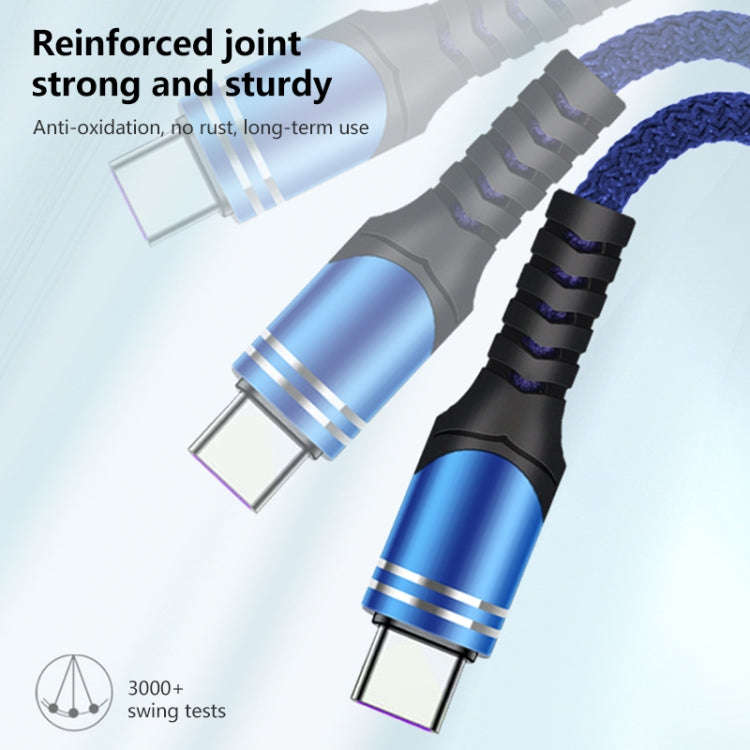 USB-C / Type-C 6A Woven Style USB Charging Cable, Cable Length: 1m(Blue)