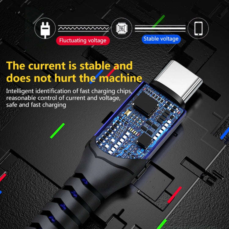 USB-C / Type-C 6A Woven Style USB Charging Cable, Cable Length: 1m(Blue)