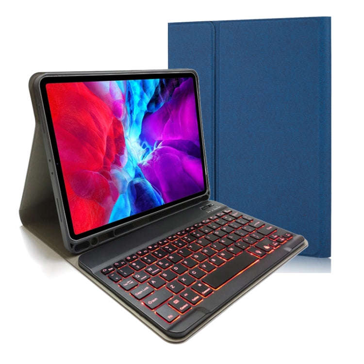 RK11D Backlight Cloth Texture Detachable Magnetic Bluetooth Keyboard Horizontal Flip Leather Tabl...