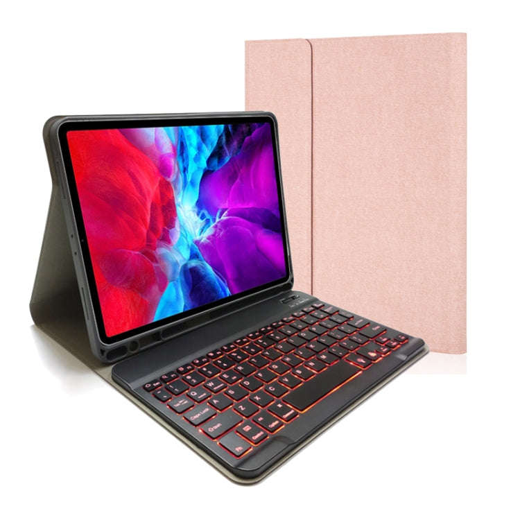 RK11D Backlight Cloth Texture Detachable Magnetic Bluetooth Keyboard Horizontal Flip Leather Tabl...