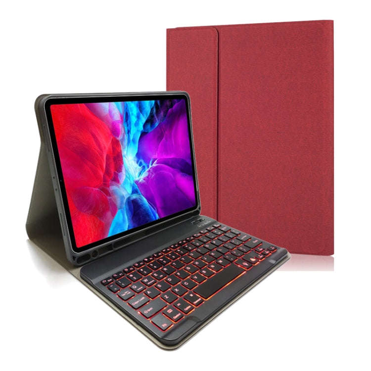 RK11D Backlight Cloth Texture Detachable Magnetic Bluetooth Keyboard Horizontal Flip Leather Tabl...
