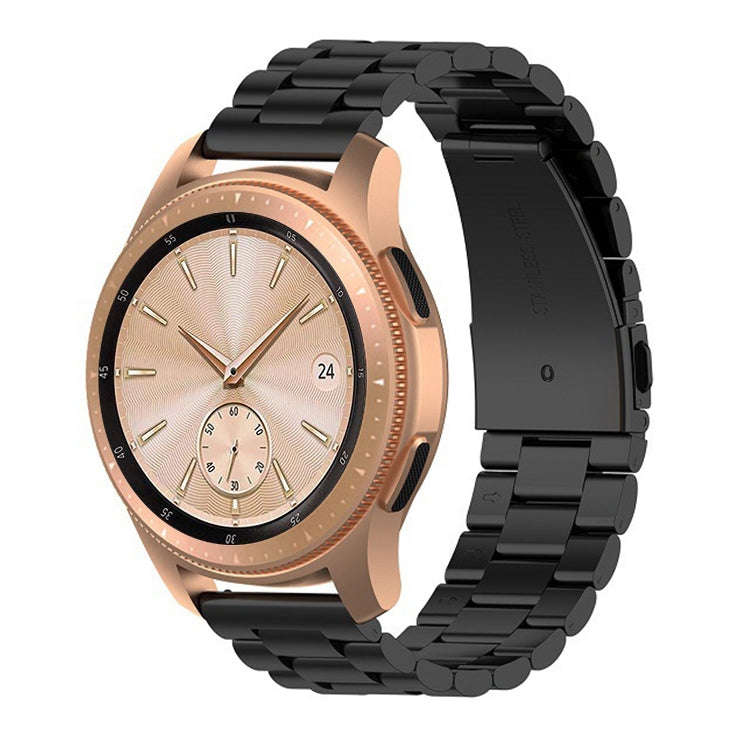 For Galaxy Watch 46mm Three Pearl Steel Watch Band(Black)