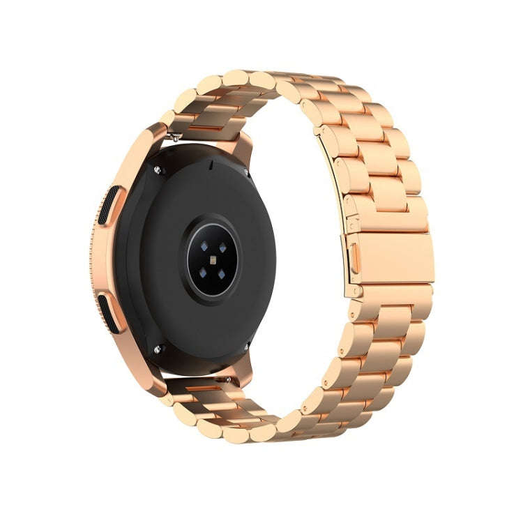 For Galaxy Watch 46mm Three Pearl Steel Watch Band(Rose Gold)