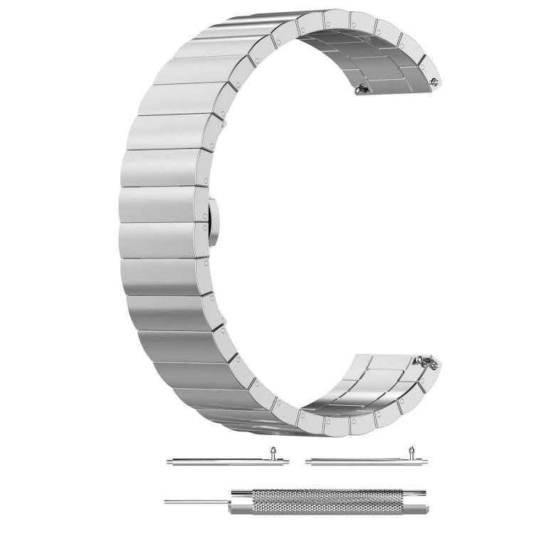 For Galaxy Watch 46mm Butterfly Buckle Stainless Steel Watch Band(Silver)