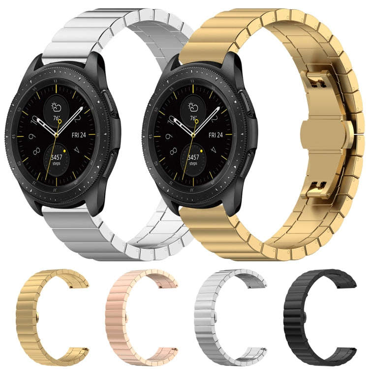 For Galaxy Watch 46mm Butterfly Buckle Stainless Steel Watch Band(Silver)