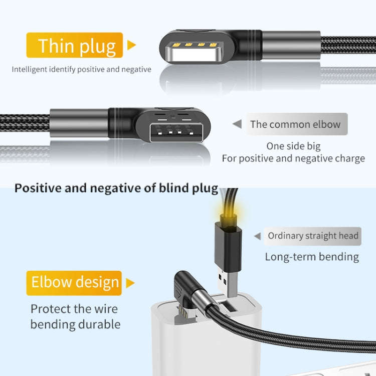 3A USB to USB-C/Type-C Double Elbow Charging Cable(1m)