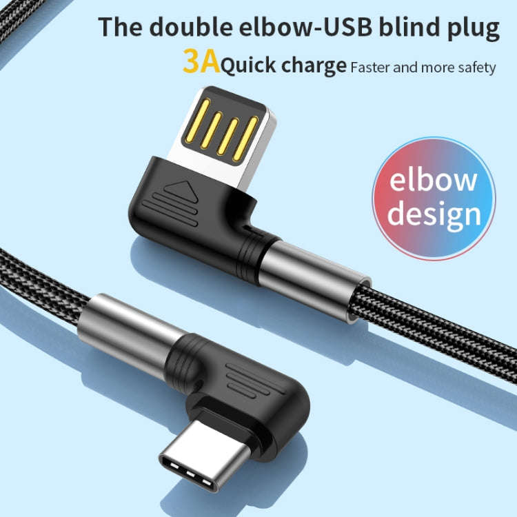 3A USB to USB-C/Type-C Double Elbow Charging Cable(1m)