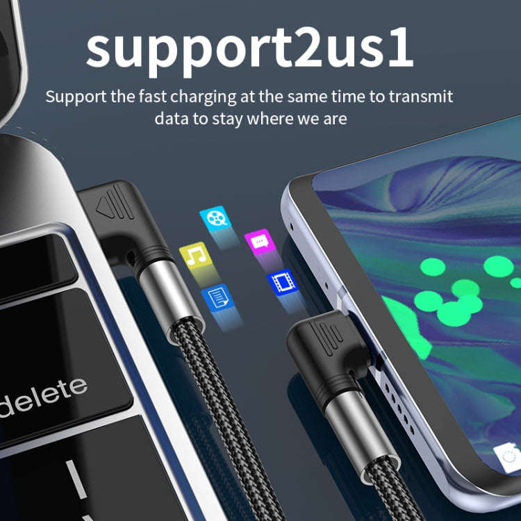 3A USB to USB-C/Type-C Double Elbow Charging Cable(1m)