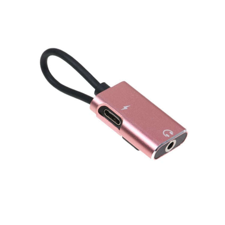 2 in 1 USB-C / Type-C to USB-C / Type-C 3.5mm Jack Audio Adapter Cable(Rose Gold)