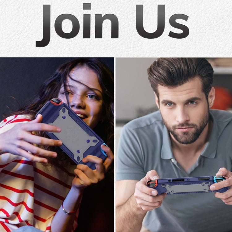 Game Handle Gamepad TPU+PC Protective Case for Switch OLED(Blue)
