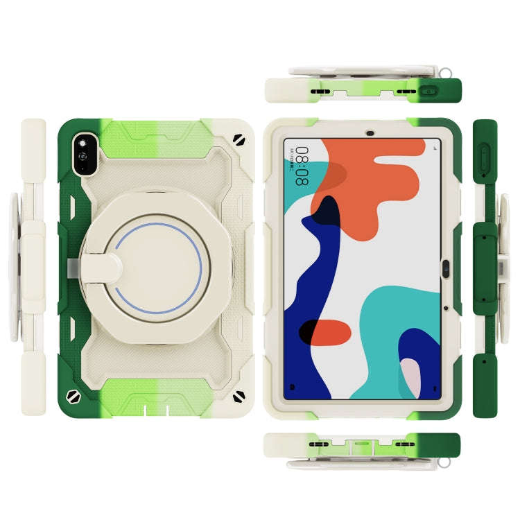 For Huawei MatePad 10.4 Armor Contrast Color Silicone + PC Tablet Case(Colorful Green)