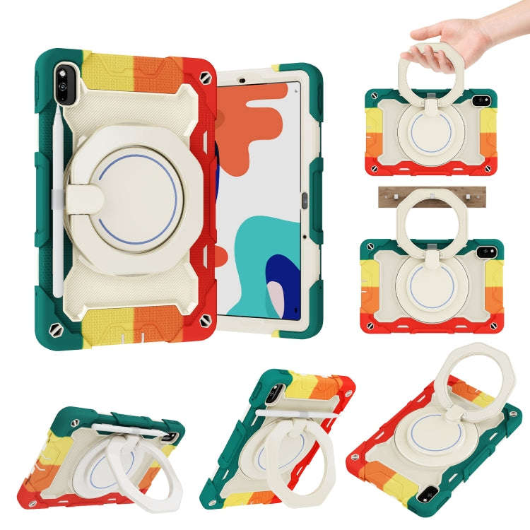 For Huawei MatePad 10.4 Armor Contrast Color Silicone + PC Tablet Case(Colorful Red)