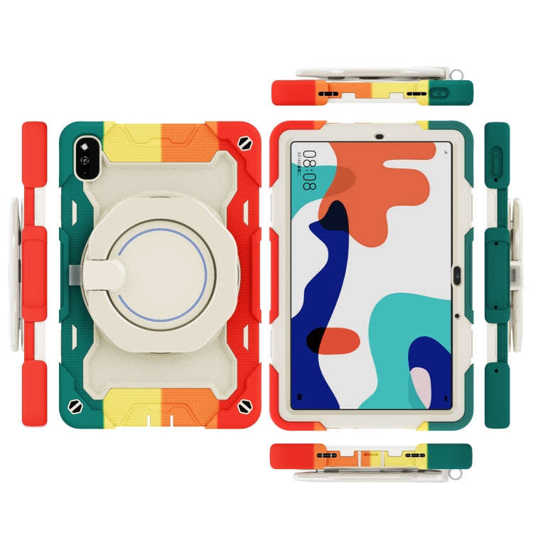 For Huawei MatePad 10.4 Armor Contrast Color Silicone + PC Tablet Case(Colorful Red)