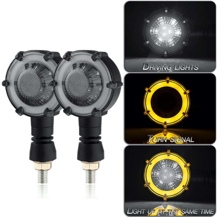 2 PCS PE-ZSD-174 Motorcycle Flashing Rotation Mode LED Two-color Modified Round Turn Signal Light...