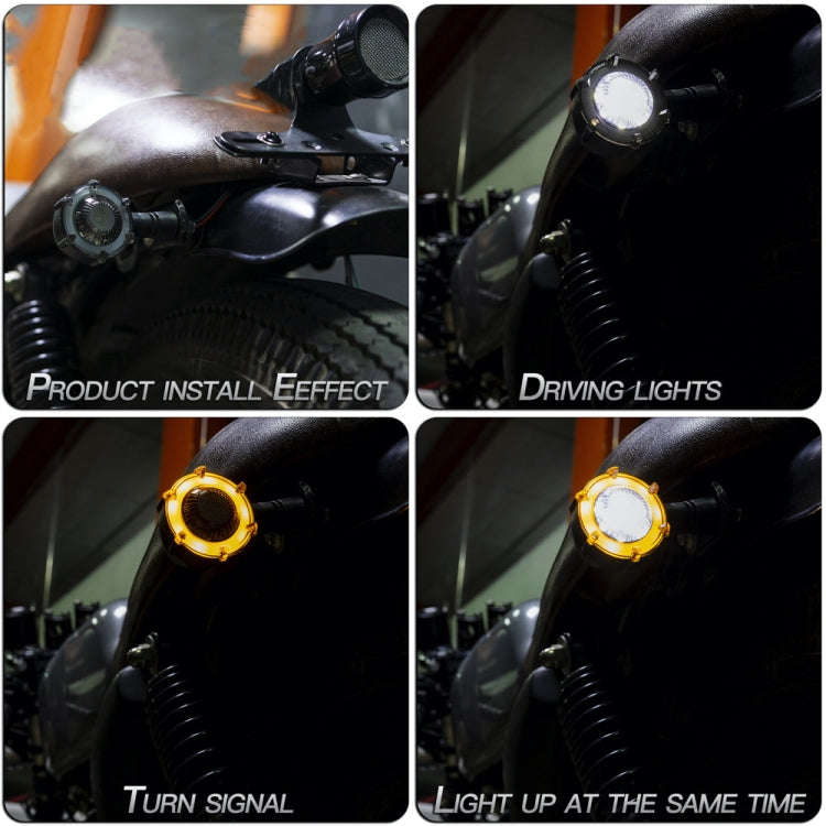 2 PCS PE-ZSD-174 Motorcycle Flashing Rotation Mode LED Two-color Modified Round Turn Signal Light...