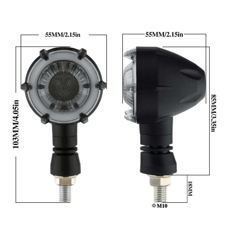 2 PCS PE-ZSD-174 Motorcycle Flashing Rotation Mode LED Two-color Modified Round Turn Signal Light...