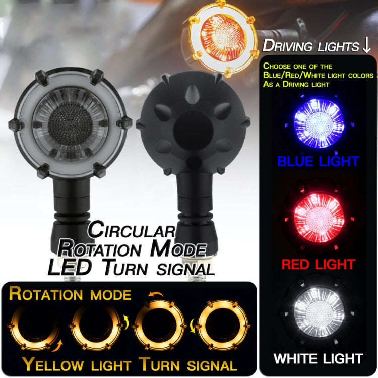 2 PCS PE-ZSD-174 Motorcycle Flashing Rotation Mode LED Two-color Modified Round Turn Signal Light...