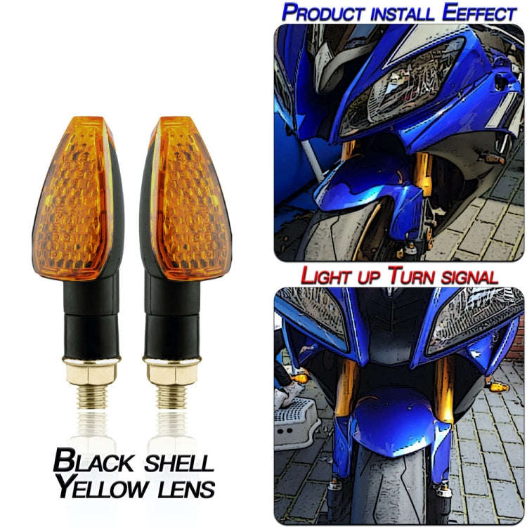 2 PCS KC025 Motorcycle 14LED Turn Signal Light(Black Shell + Yellow Lens)