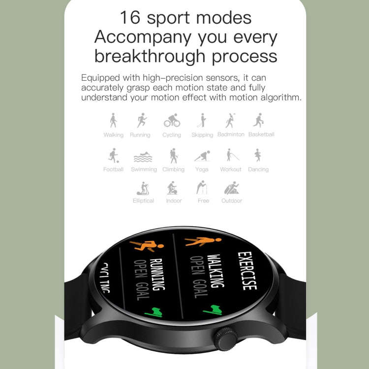 KC08 1.28 inch IPS Screen Smart Wristband, Support Sleep Monitoring/Heart Rate Monitoring(Black)