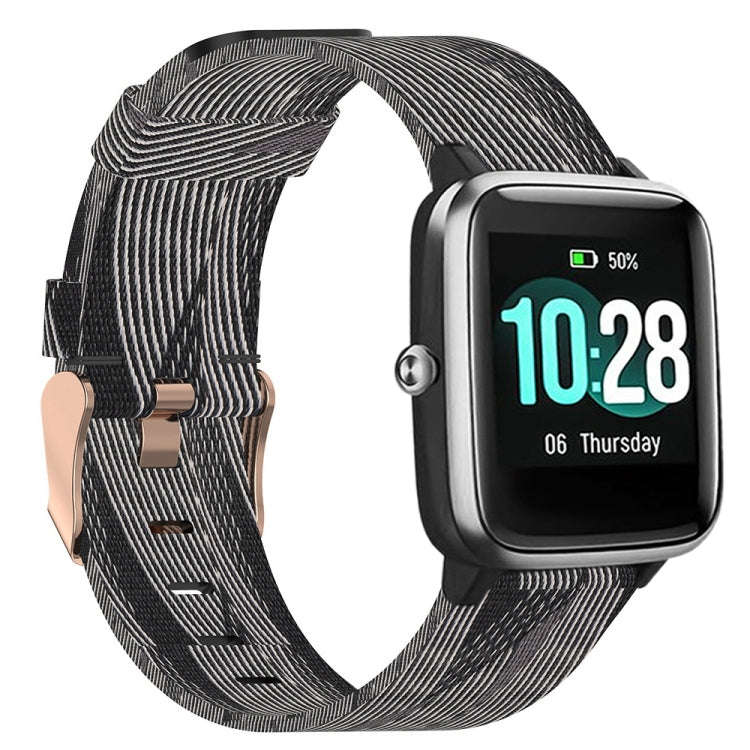 For ID205 19mm Nylon Braided Watch Band(Black+White)