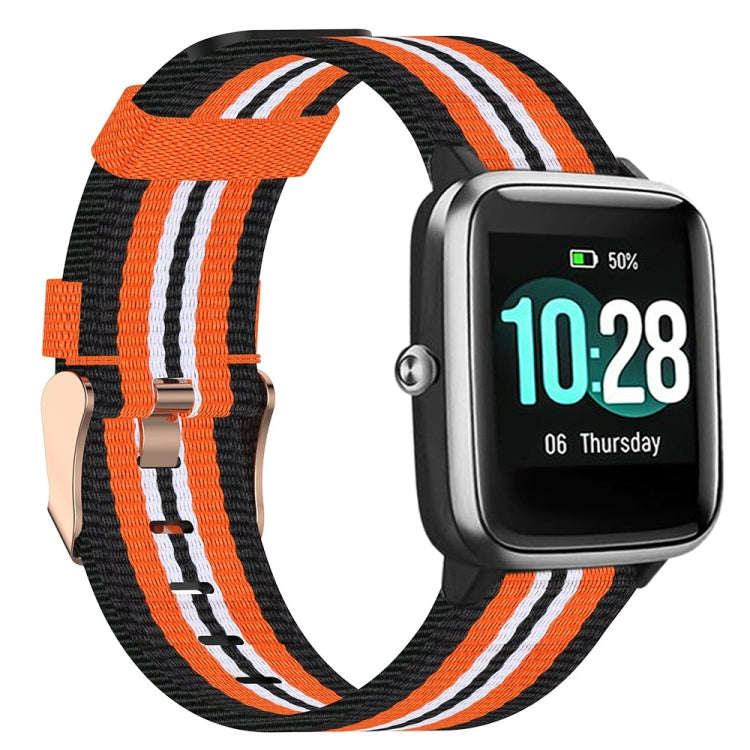For ID205 19mm Nylon Braided Watch Band(Black+Orange)
